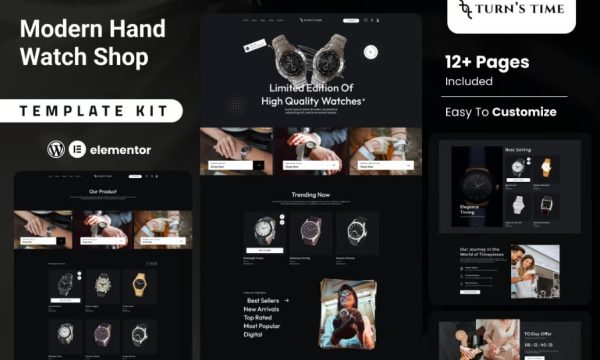 Turnstime – Modern Hand Watch Shop eCommerce Elementor Pro Template Kit