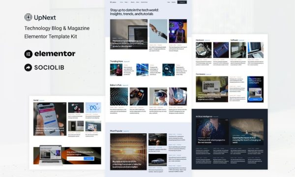 UpNext – Technology Blog & Magazine Elementor Template Kit