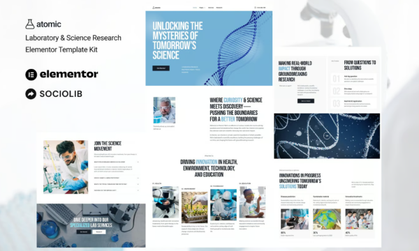 Atomic – Laboratory & Science Research Elementor Template Kit