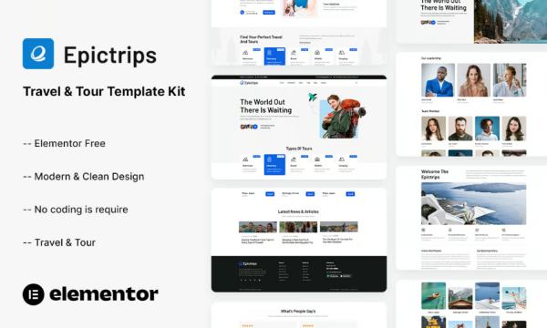 EpicTrips – Travel & Tour Elementor Template Kit