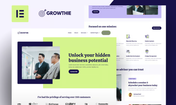 Growthie – Business Coach Elementor Template Kit