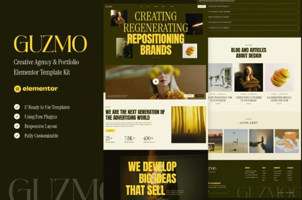 Guzmo – Creative Agency & Portfolio Elementor Template Kit