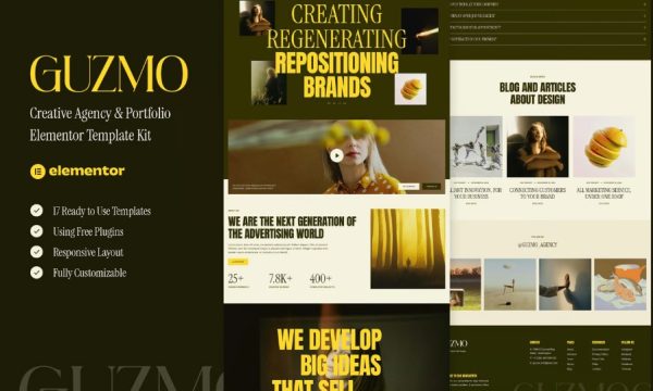 Guzmo – Creative Agency & Portfolio Elementor Template Kit