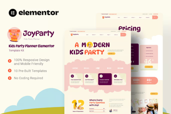 JoyParty – Kids Party Planner Elementor Template Kit