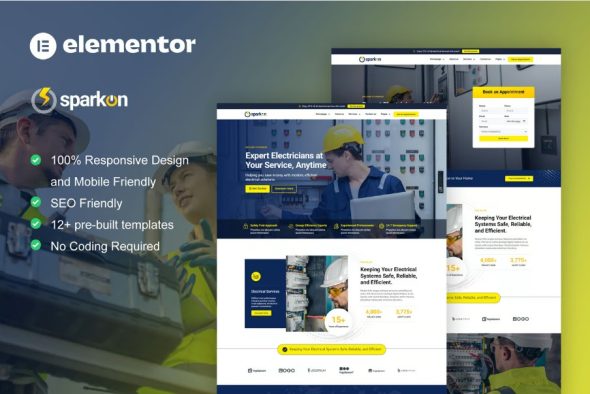 Sparkon – Electrical Installation & Maintenance Service Elementor Pro Template Kit