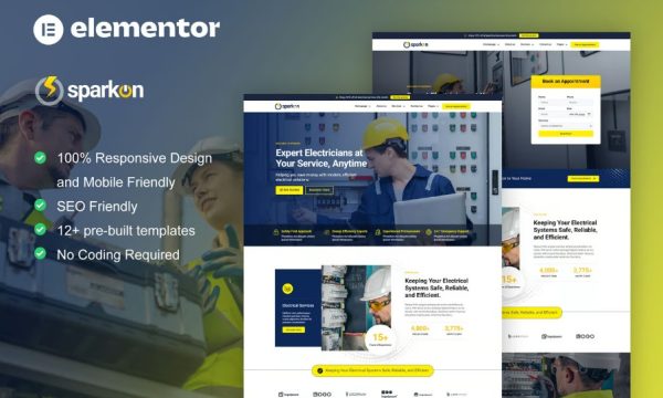 Sparkon – Electrical Installation & Maintenance Service Elementor Pro Template Kit