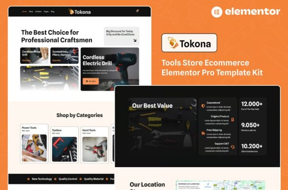 Tokona – Tools Store Ecommerce Elementor Pro Template Kit