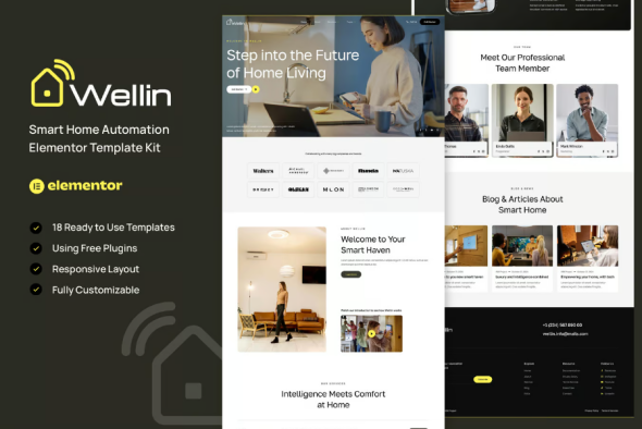 Wellin – Smart Home Automation Elementor Template Kit