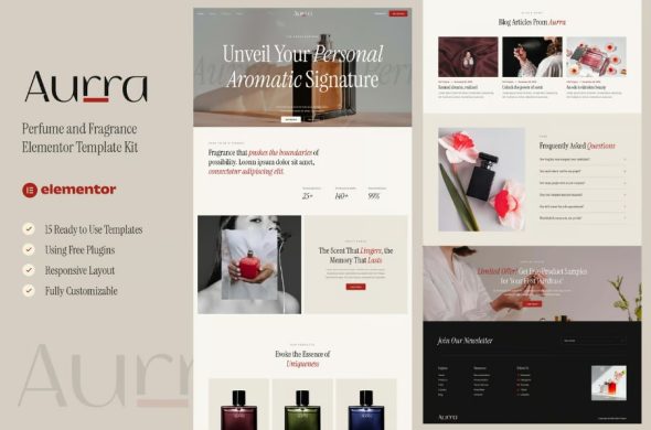 Aurra – Perfume and Fragrance Elementor Template Kit