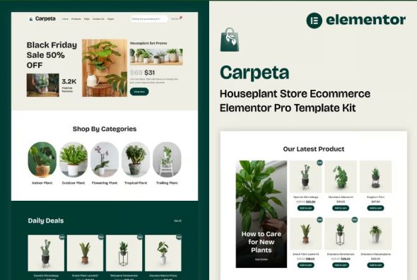 Carpeta – Houseplant Store Ecommerce Elementor Pro Template Kit