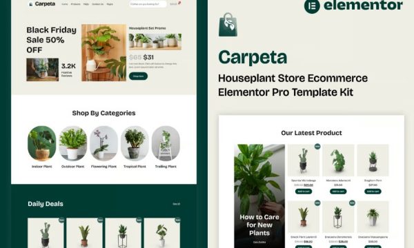 Carpeta – Houseplant Store Ecommerce Elementor Pro Template Kit