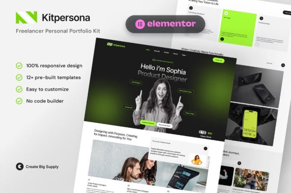 KitPersona – Freelancer Personal Portfolio Elementor Template Kit