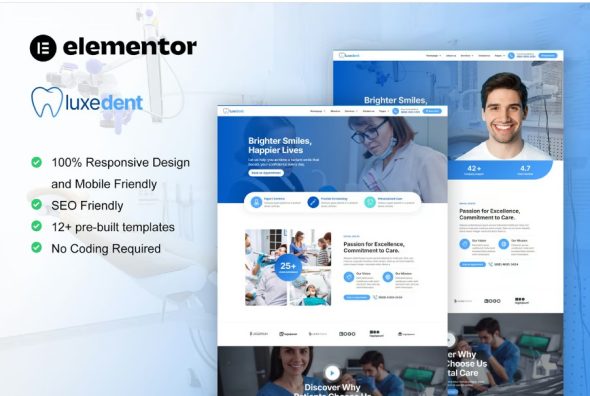 LuxeDent – Dentist & Dental Care Elementor Pro Template Kit