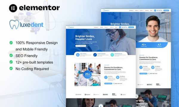 LuxeDent – Dentist & Dental Care Elementor Pro Template Kit