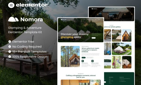 Nomora – Glamping & Adventure Elementor Template Kit