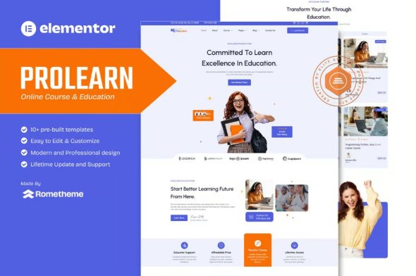 Prolearn – Online Course & Education Elementor Template Kit