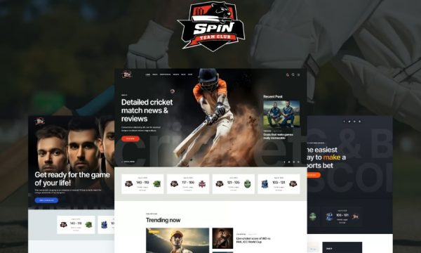 Spin – Cricket Team Sports WordPress Theme + AI