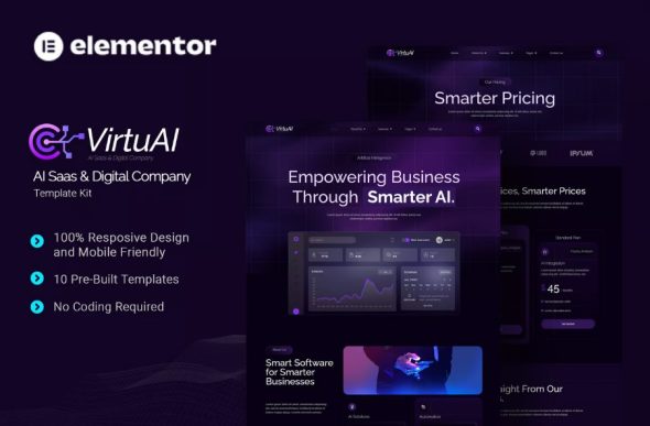 VirtuAI – AI Saas & Digital Company Elementor Template Kit