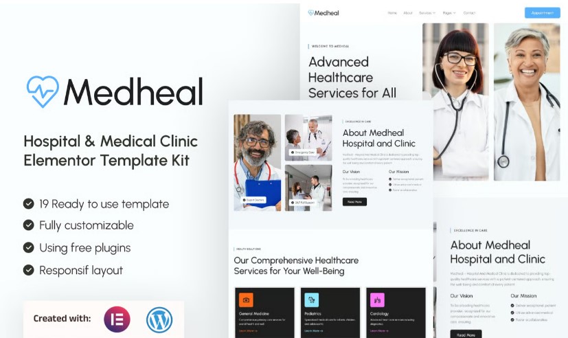Medheal – Hospital & Medical Clinic Elementor Template Kit