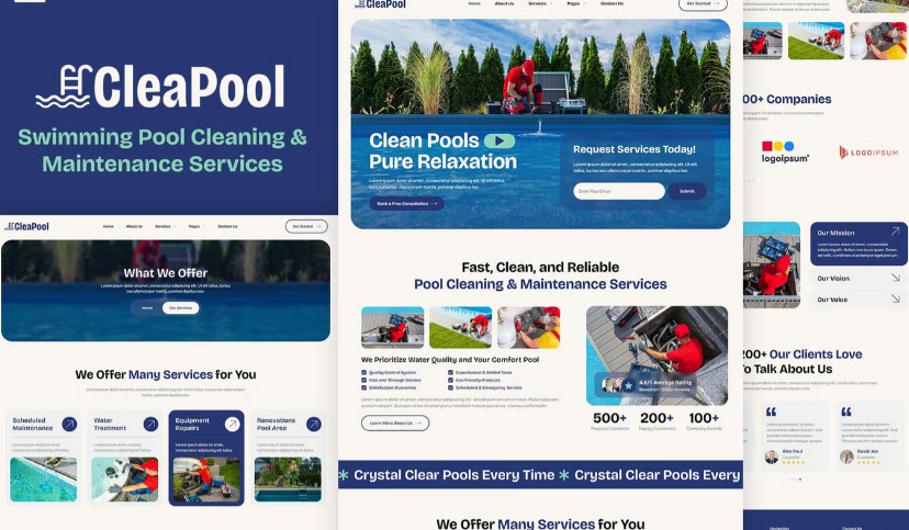 Cleapool – Swimming Pool Cleaning and Maintenance Service Elementor Template Kit