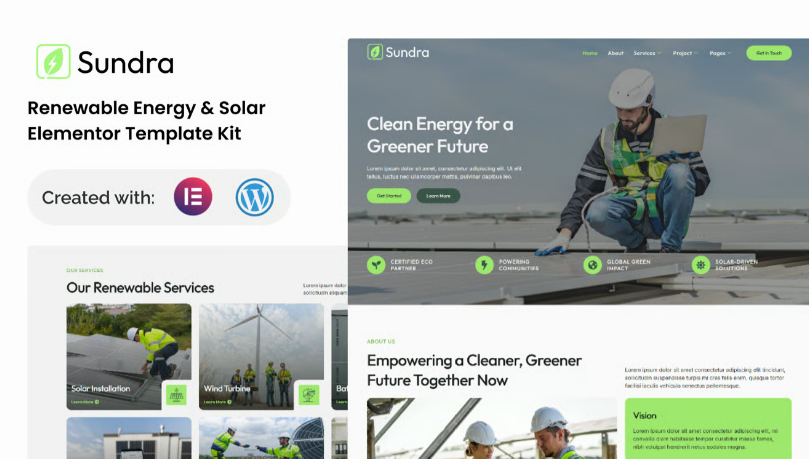 Sundra – Renewable & Energy Solar Elementor Template Kit