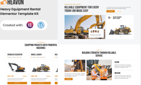Heavon – Heavy Equipment Rental Elementor Template Kit